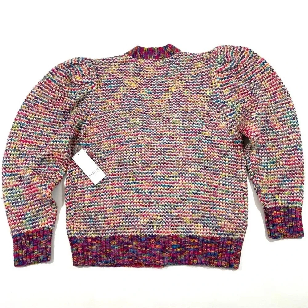 Design History Multicolor Puff Sleeve Cardigan